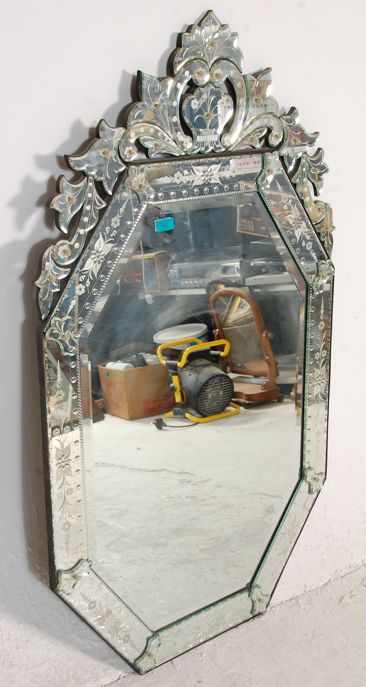 A large 20th Century Venetian wall mirror of tall octagonal form having a cut glass baroque style - Image 14 of 14