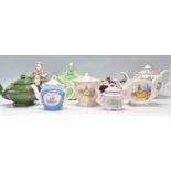 A group nine English china ceramic teapots dating from the late 19th Century Victorian era to