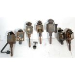 A mixed group of believed Victorian and Edwardian e carriage lamps of varying sizes and designs in