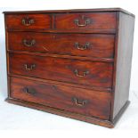A 19th Century Georgian mahogany chest of drawers having two short of three long drawers with