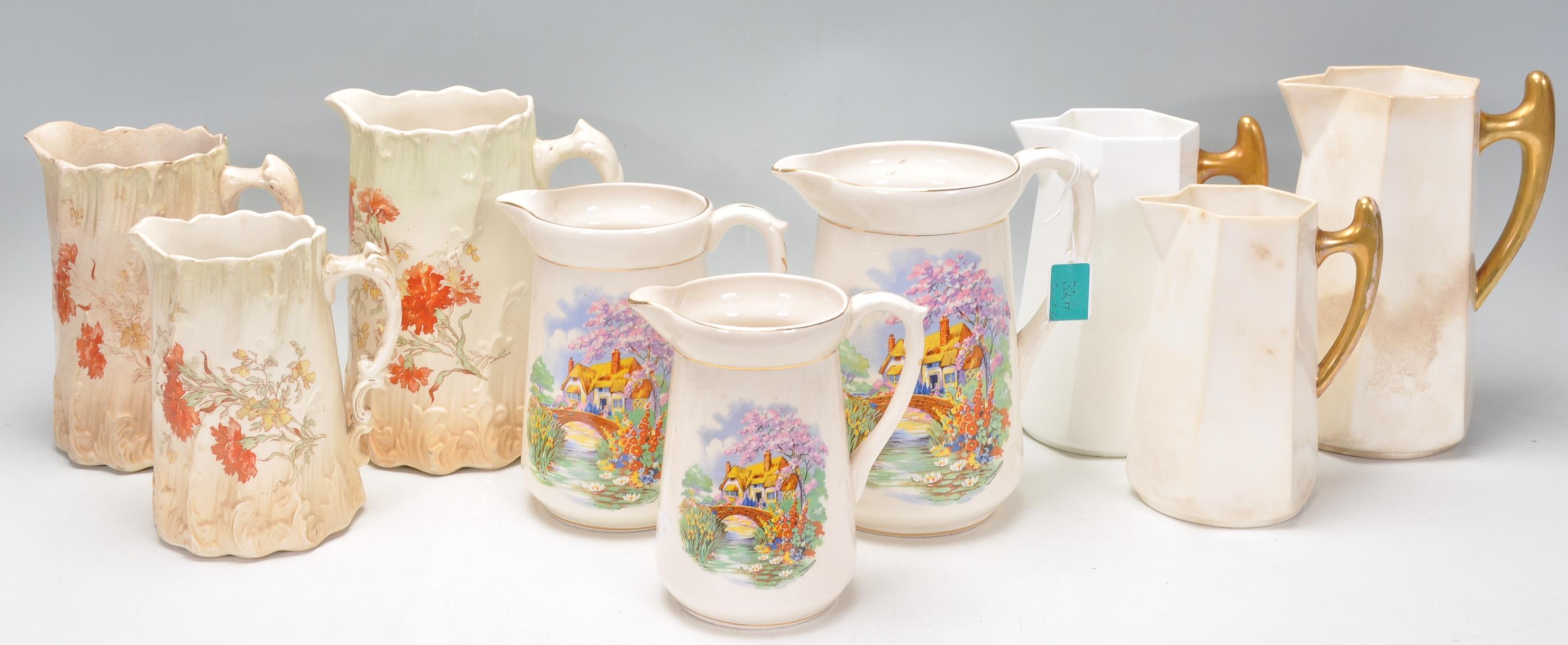 A group of three sets of graduating English ceramic jugs dating from the 19th Century to include - Image 2 of 14