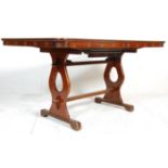A large 20th Century oak Jacobean revival extending refectory dining table having a pop up center