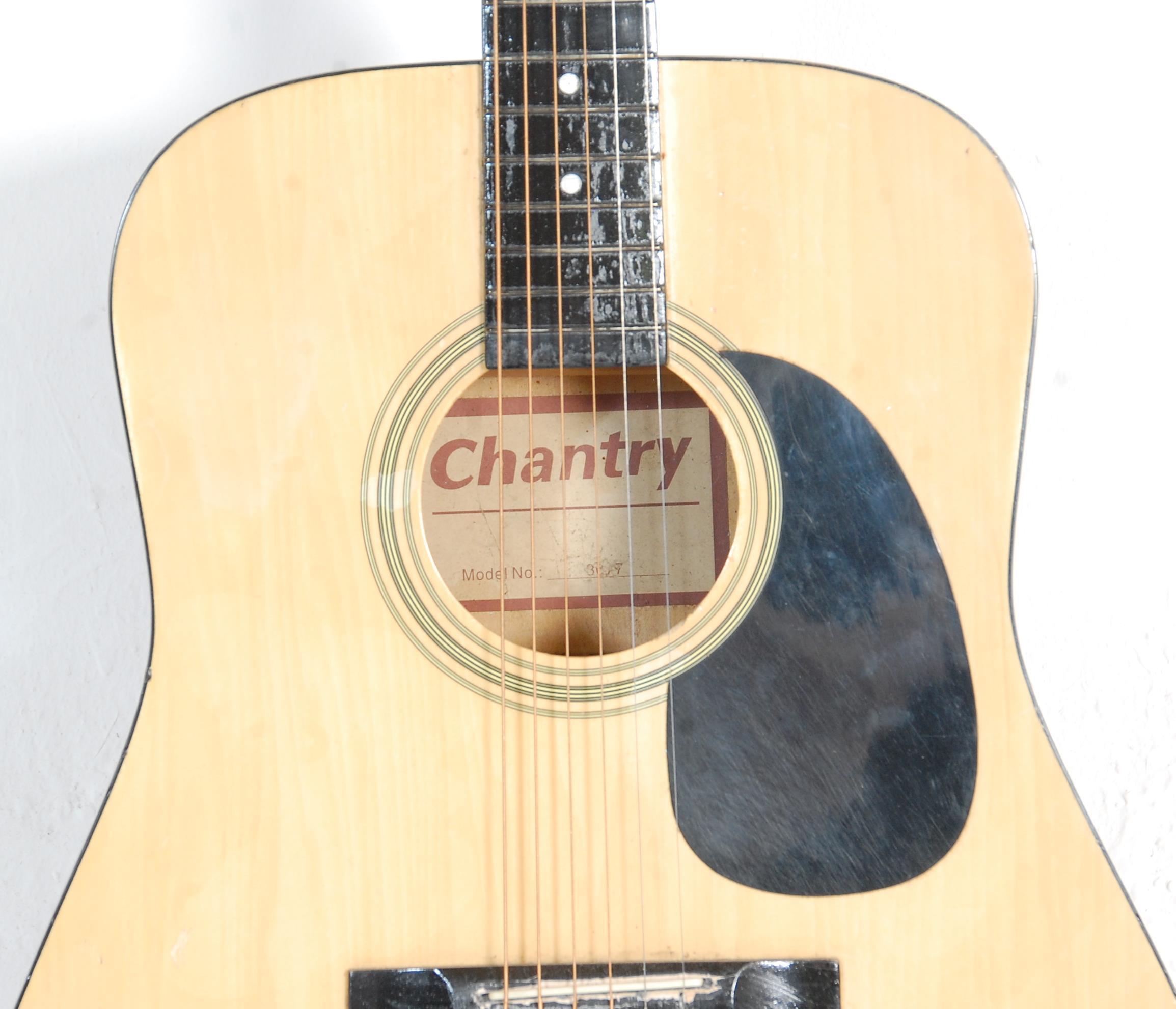 A good Chantry made acoustic guitar having a black scratch board inlaid fret board and chrome tuning - Image 4 of 7