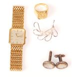 A vintage gentleman's Rotary Quartz wrist watch having an 18ct gold plated strap and case, with a