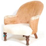 A lovely 19th Century Victorian spoon button back nursing chair / bedroom armchair raised on