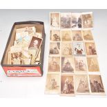Carte-de-Visite photographs. Box of 147 Victorian examples with good examples of women's fashion and