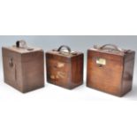 Two oak cased vintage 20th Century Pigeon clocks, both clocks housed in chrome cases within oak