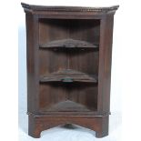 A 19th century Victorian dark  oak hanging corner shelf  / bookcase cabinet with open window front