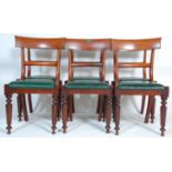 A set of 6 19th century Regency bar back dining chairs being mahogany framed with knopped faceted