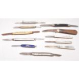 A collection of vintage and antique pen knives and folding fruit knives to include mother of pearl