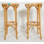 A good pair of 20th century retro revival cafe / breakfast bar bentwood stools in the manner of