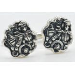 A pair of sterling silver gentleman's cufflinks having sailor design heads. Weight 12.5g. Heads