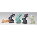 A group of five vintage Sylvac and Denby matte glazed animals to include a crawling fox (no. 142), a