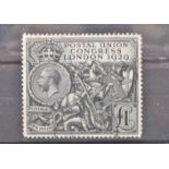 British stamp. 1929 £1 Postal Union Congress (PUC). Very fine used with light cds.Centred well