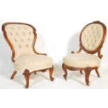 PAIR OF VICTORIAN 19TH CENTURY MAHOGANY NURSING CHAIRS