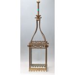 A believed Edwardian / early 20th century Arts & Crafts brass porch lantern. The glass rectangular