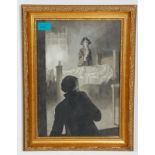 A good early 20th Century framed and glazed black and white drawing of a theatre scene. Set within a
