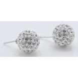 A pair of stamped 925 silver ball earrings being set with CZ's throughout. Heads measures approx 1cm