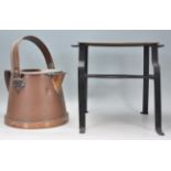 A 19th Century Victorian copper watering can  / hot water can together with a 19th century brass