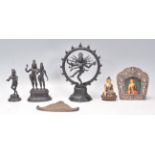 A collection of 20th century religious cast metal / bronze Indian god figurines to include a