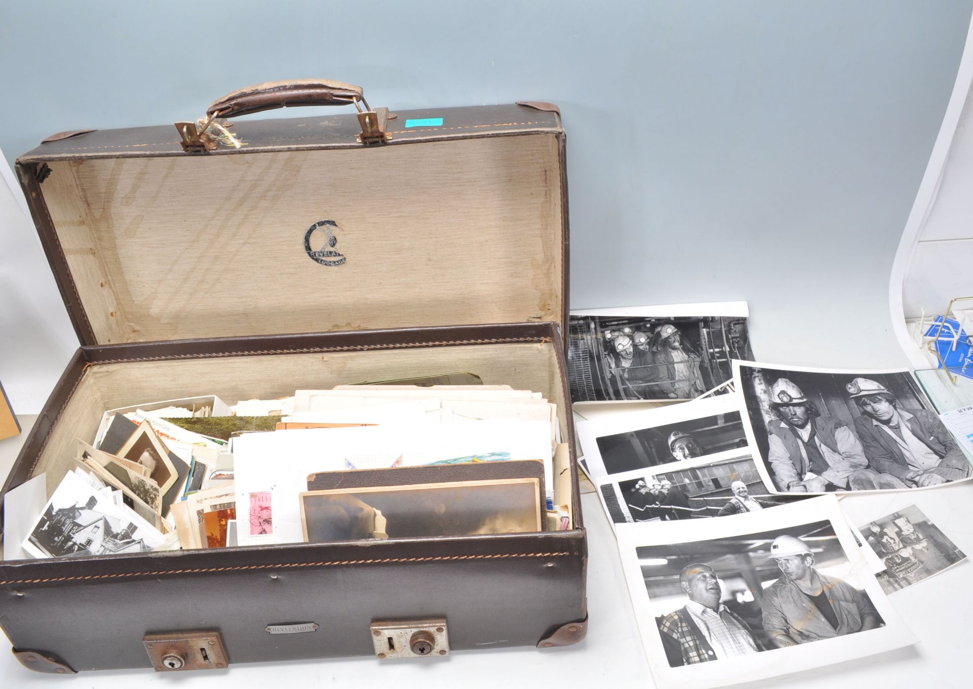 Vintage Revelation suitcase with attic clearance of old ephemera & photos (inc large images of