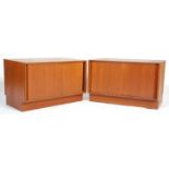 Two vintage retro mid 20th Century teak wood G-Plan low sideboard cabinet cupboards / bookcases.