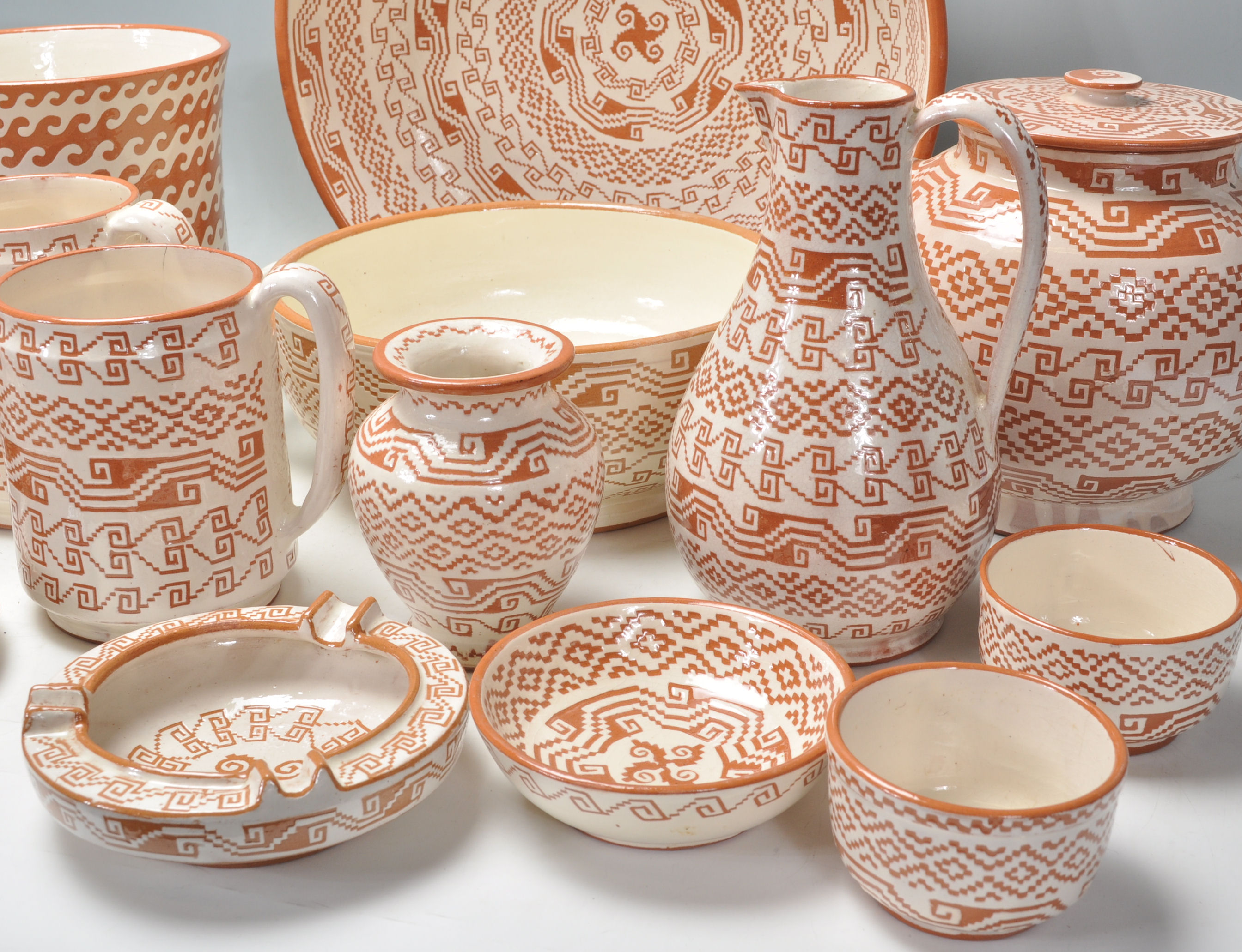 A beautiful and large collection of 20th century Mexican Mitla hand made studio pottery being made - Image 6 of 16