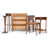 A good mixed group of furniture dating from the early 20th Century to include a open oak bookcase