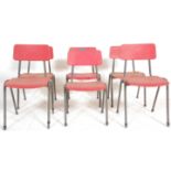 A set of six vintage 20th century tubular metal school / village hall stacking chairs  ( Dining )
