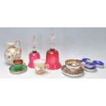 A collection of antique and vintage porcelain wares to include a Dresden hand painted ink stand