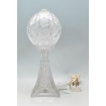 A fine 20th Century Edwardian cut crystal glass table / side lamp having a cut glass shade atop of a