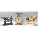 Two pairs of early 20th Century kitchen weighing scales to include a pair of Victor made pair in a