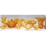 A group of early 20th Century Art Deco 1930's orange glassware with some frosted examples to include