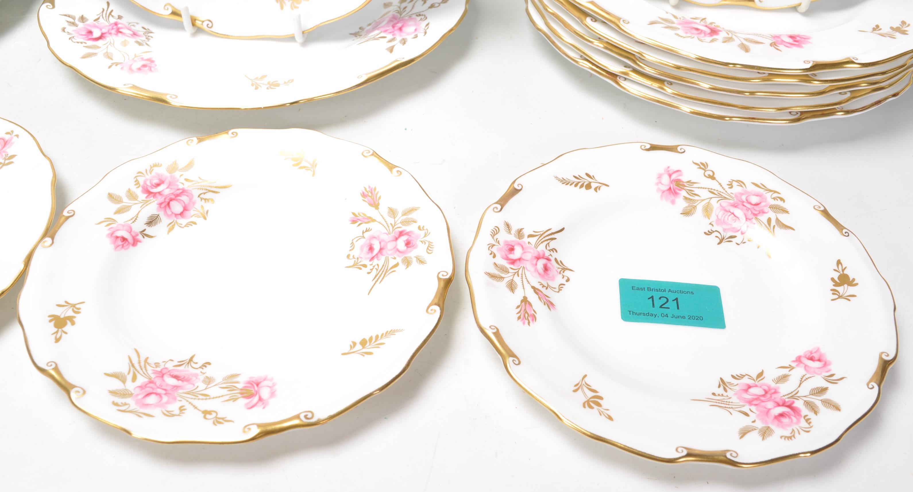 A group of Fine Bone English China plates by Royal Crown Derby in Pinxton Roses pattern with hand - Image 6 of 9