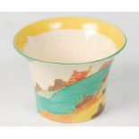 A 1930's Art Deco Bizarre by Clarice Cliff flared rim bowl having hand painted with the red roof