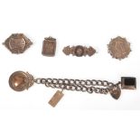 A collection of silver jewellery to include a Victorian horseshoe brooch, a square silver case, a