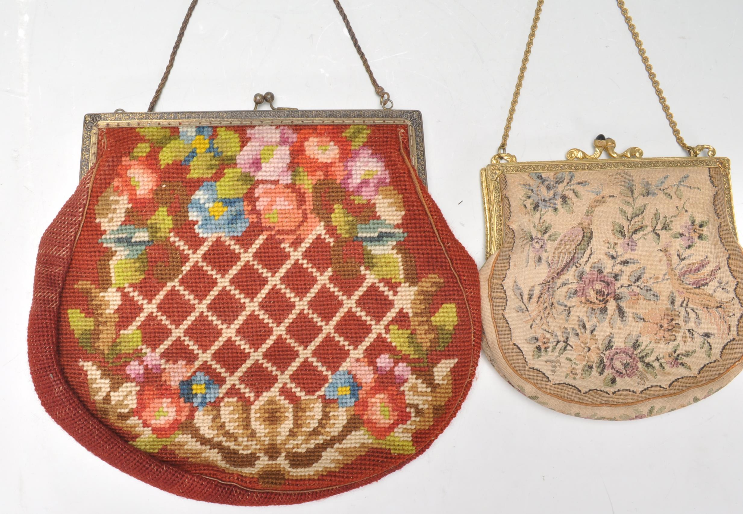 Two vintage 1920's / 1930's embroidered petit point occasional handbags to include one decorated - Image 2 of 6