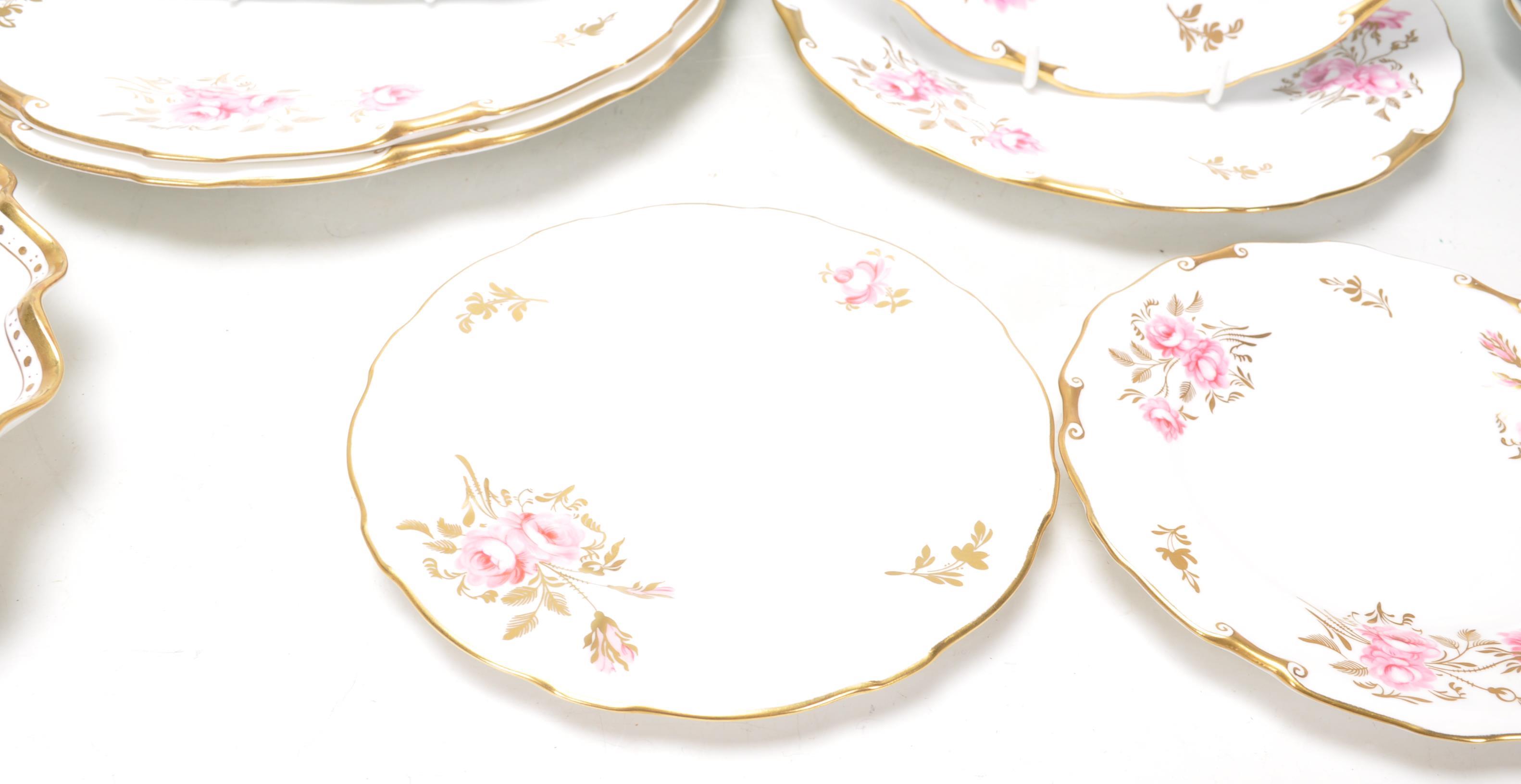 A group of Fine Bone English China plates by Royal Crown Derby in Pinxton Roses pattern with hand - Image 7 of 9