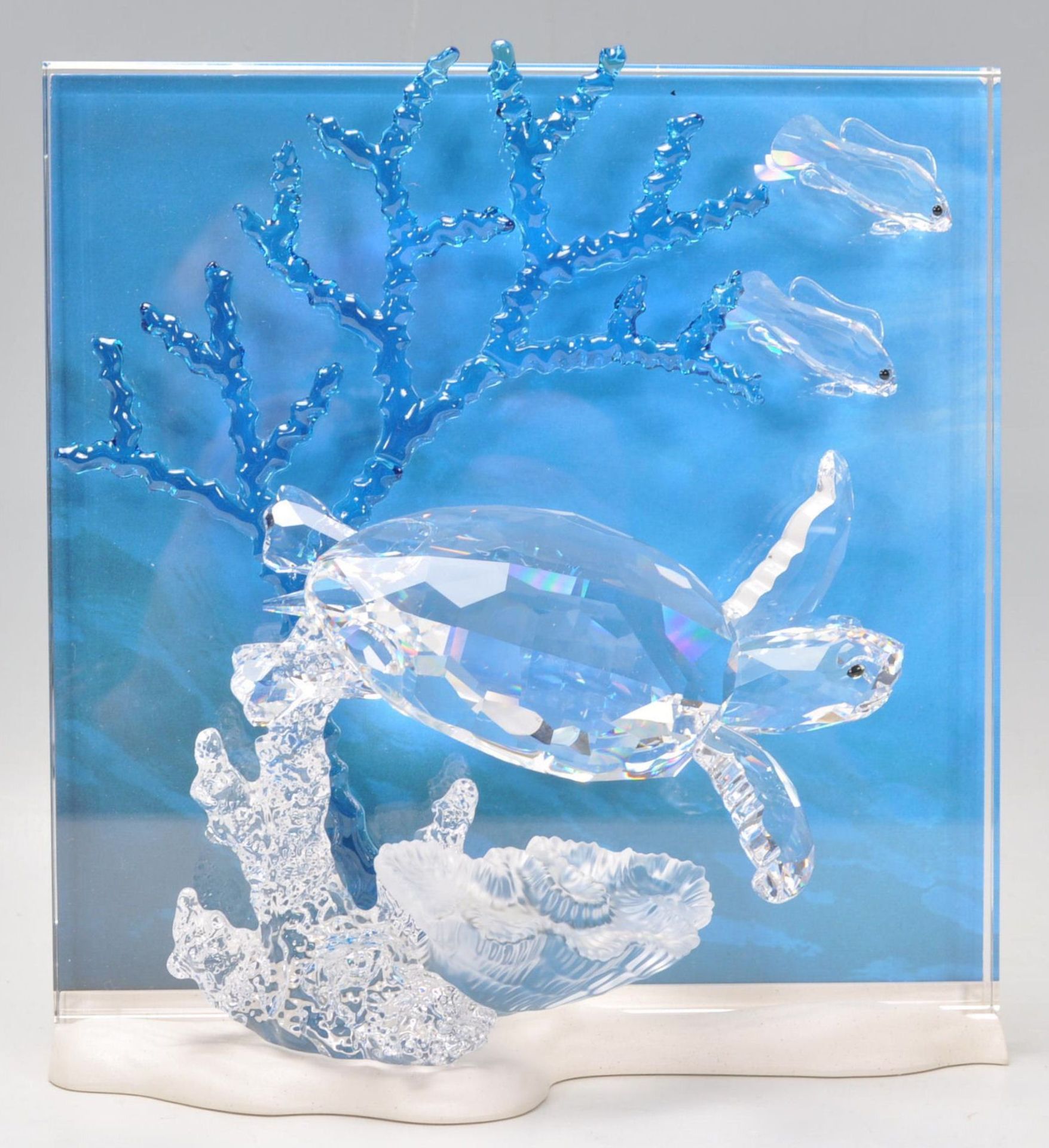 A Swarovski ' Wonders of the Sea ' cut crystal free standing ornament plaque / light in the form