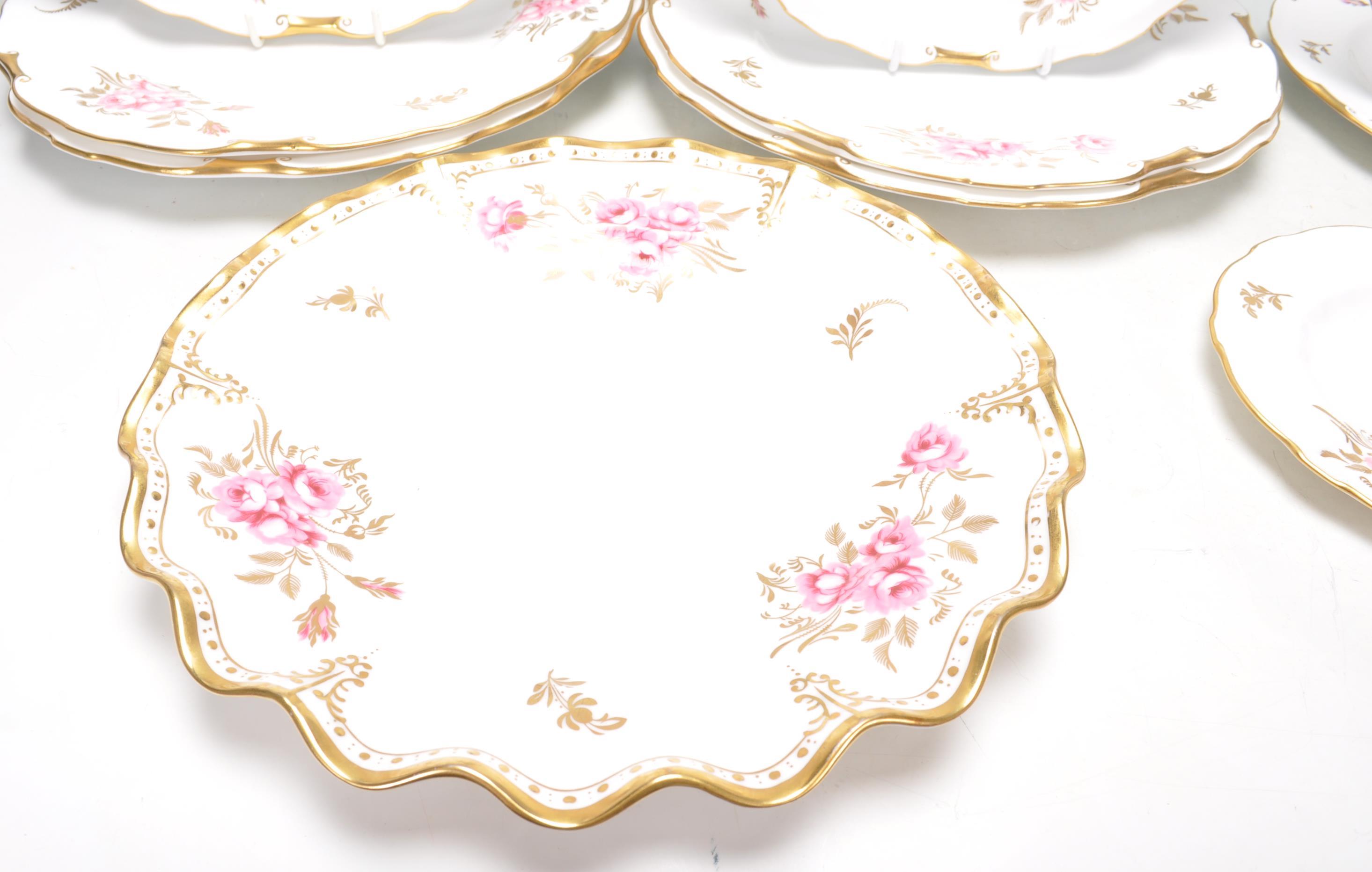 A group of Fine Bone English China plates by Royal Crown Derby in Pinxton Roses pattern with hand - Image 8 of 9