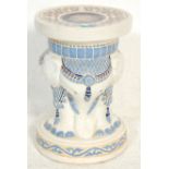 A 20th century Chinese ceramic torchere / plant stand of blue and white colourway. The pedestal