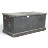 A Victorian 19th century country pine blanket box chest of rectangular form with hinged top over