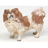 A cast bronze figurine in the form of a King Charles Cavalier spaniel being cold painted in brown