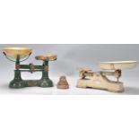 Two pairs of vintage 20th Century kitchen scales to include a S.I.F pair having a cream painted base