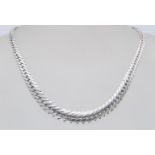 A good quality hallmarked heavy silver graduating fancy link ladies necklace with a large spring