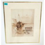C. Inch - A late 19th Century Victorian framed and glazed cornish watercolour painting depicting