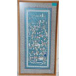 A mid 20th Century Chinese rectangular silk panel having embroidered one-hundred children playing in