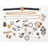 A good group of vintage jewellery to include an early include and early 20th Century cameo