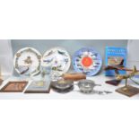 A collection of RAF / Battle of Britain commemorative wares to include a Battle of Britain Plate,