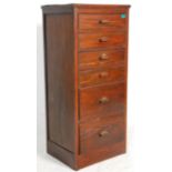 A 1940's walnut Industrial / factory pedestal straight fronted chest of drawers. Raised on a